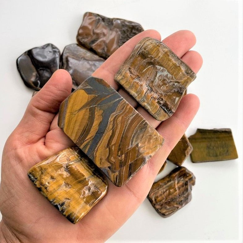 Polished Slabs - Tigers Eye - 500g(12-20)pc Polished Slabs - Tigers Eye - 500g(12-20)pc